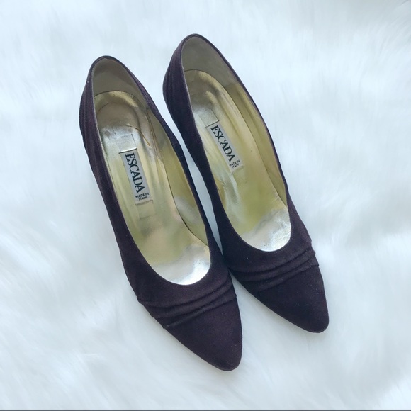 Escada VINTAGE Burgundy Suede Pumps - Picture 2 of 8